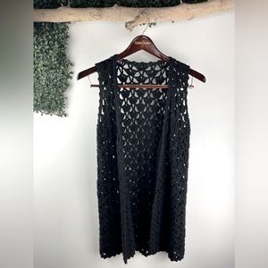 Black knitted crochet vest